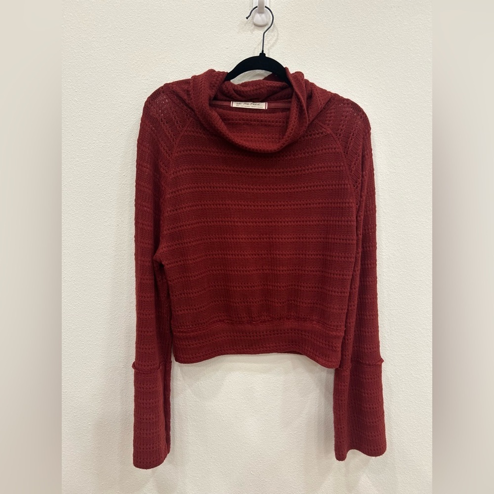 We the free oversized crop knit cowl neck sweater SM boho casual hippie layering